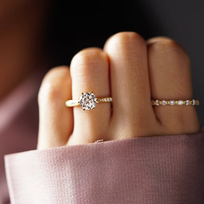 Round Cut Pave Lab-Grown Diamond Engagement Ring