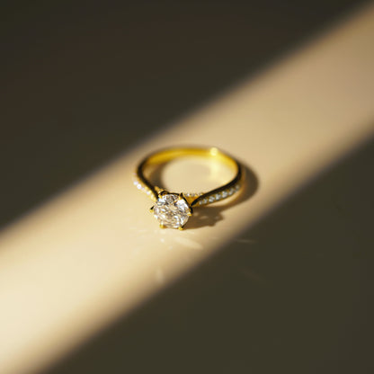 Round Cut Pave Lab-Grown Diamond Engagement Ring