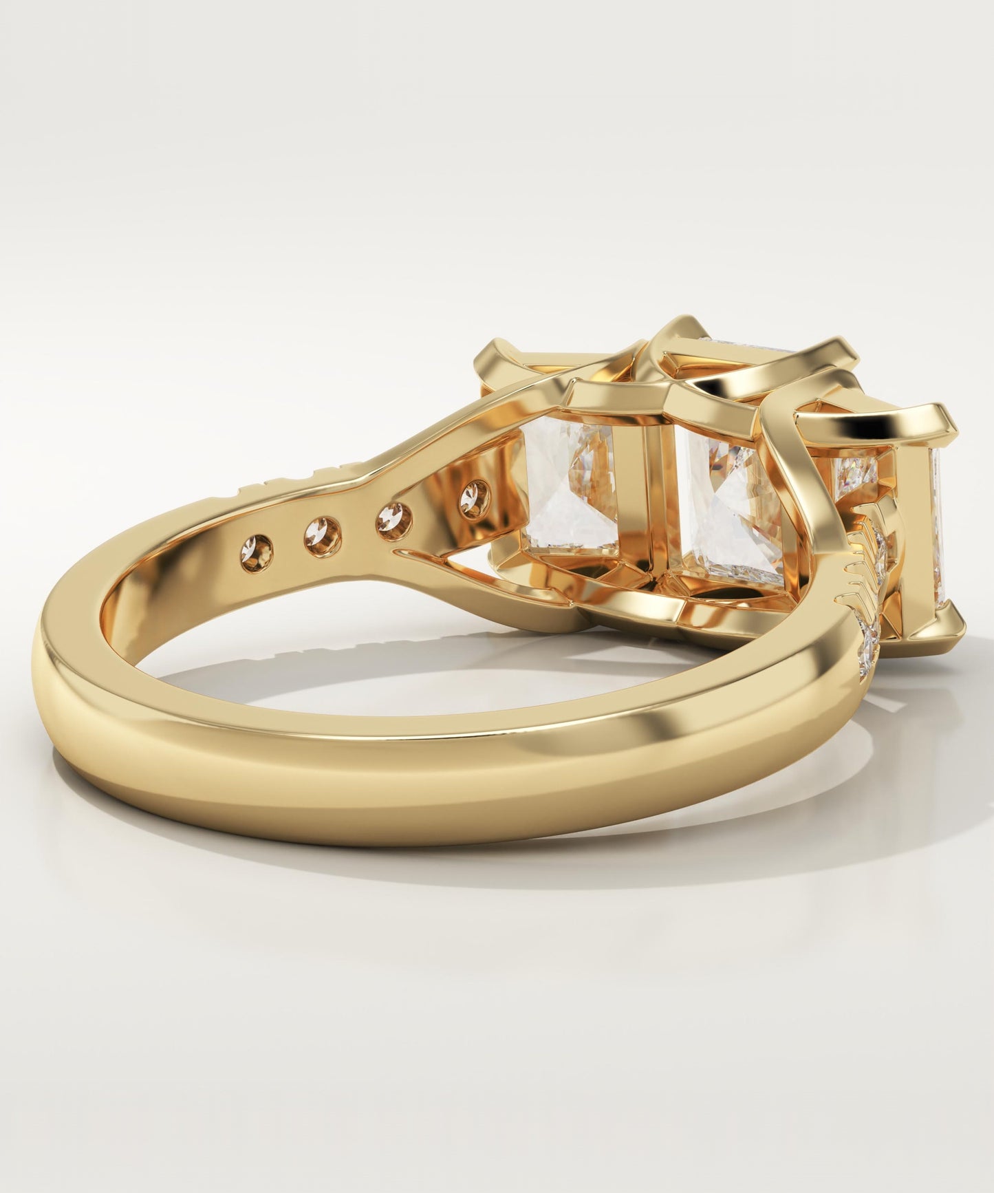 Radiant Cut Three Stone Pave Lab-Grown Diamond Engagement Ring