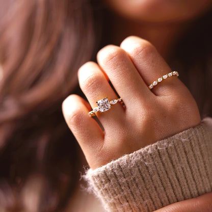 Cushion Cut Pave Lab-Grown Diamond Engagement Ring