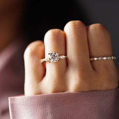 Cushion Cut Pave Lab-Grown Diamond Engagement Ring