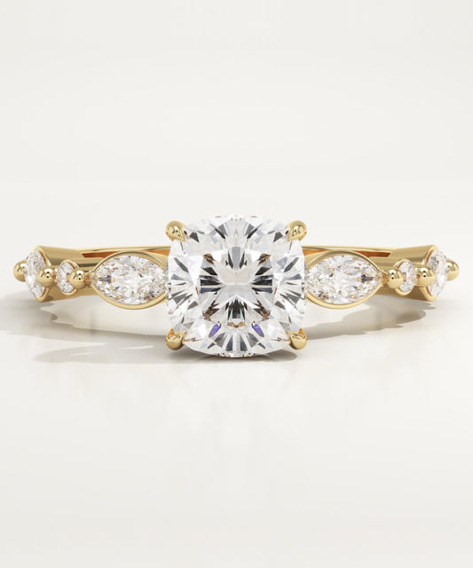 Cushion Cut Pave Lab-Grown Diamond Engagement Ring