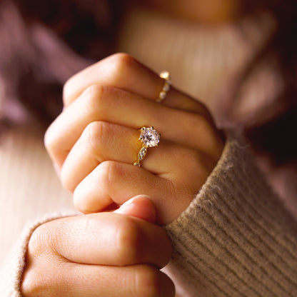 Round Cut Vintage Pave Lab-Grown Diamond Engagement Ring