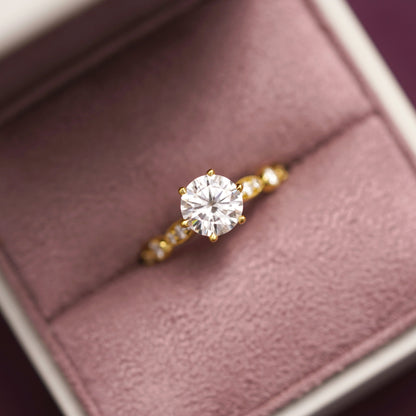 Round Cut Vintage Pave Lab-Grown Diamond Engagement Ring