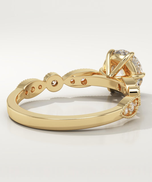 Round Cut Vintage Pave Lab-Grown Diamond Engagement Ring