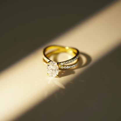 Oval Cut Hidden Halo & Criss Cross Pave Lab-Grown Diamond Engagement Ring