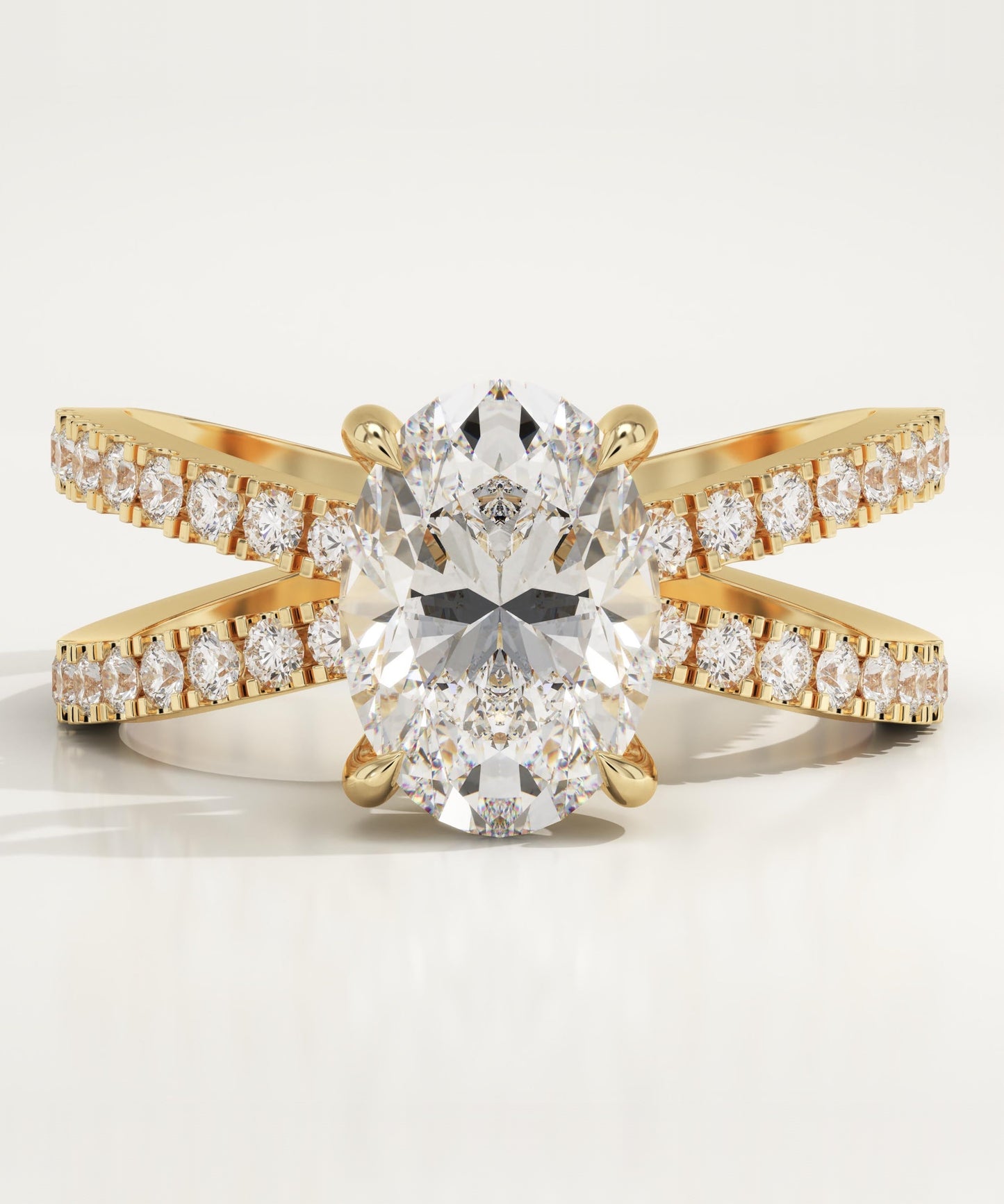 Oval Cut Hidden Halo & Criss Cross Pave Lab-Grown Diamond Engagement Ring