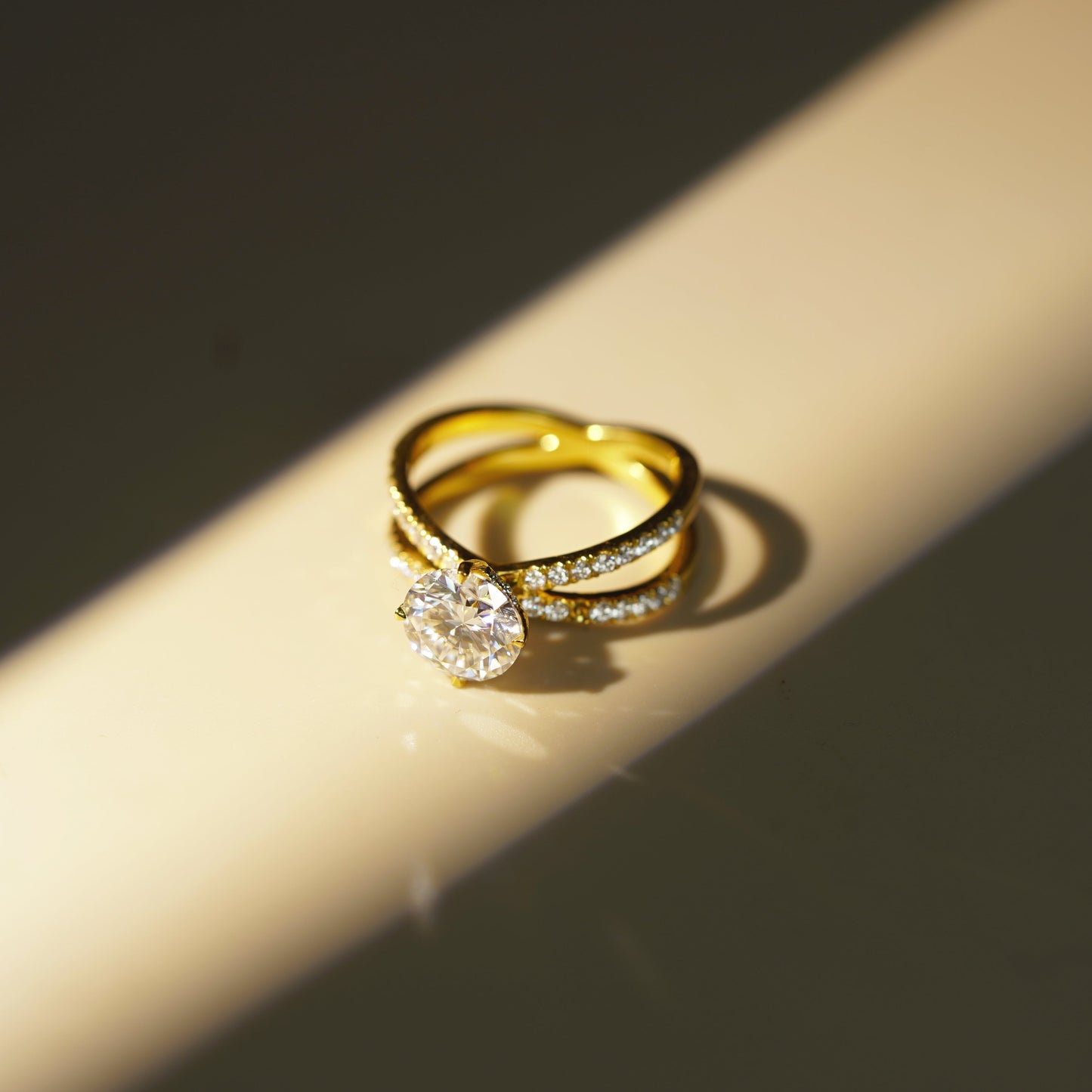 Round Cut Hidden Halo & Criss Cross Pave Lab-Grown Diamond Engagement Ring