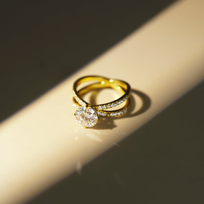 Round Cut Hidden Halo & Criss Cross Pave Lab-Grown Diamond Engagement Ring
