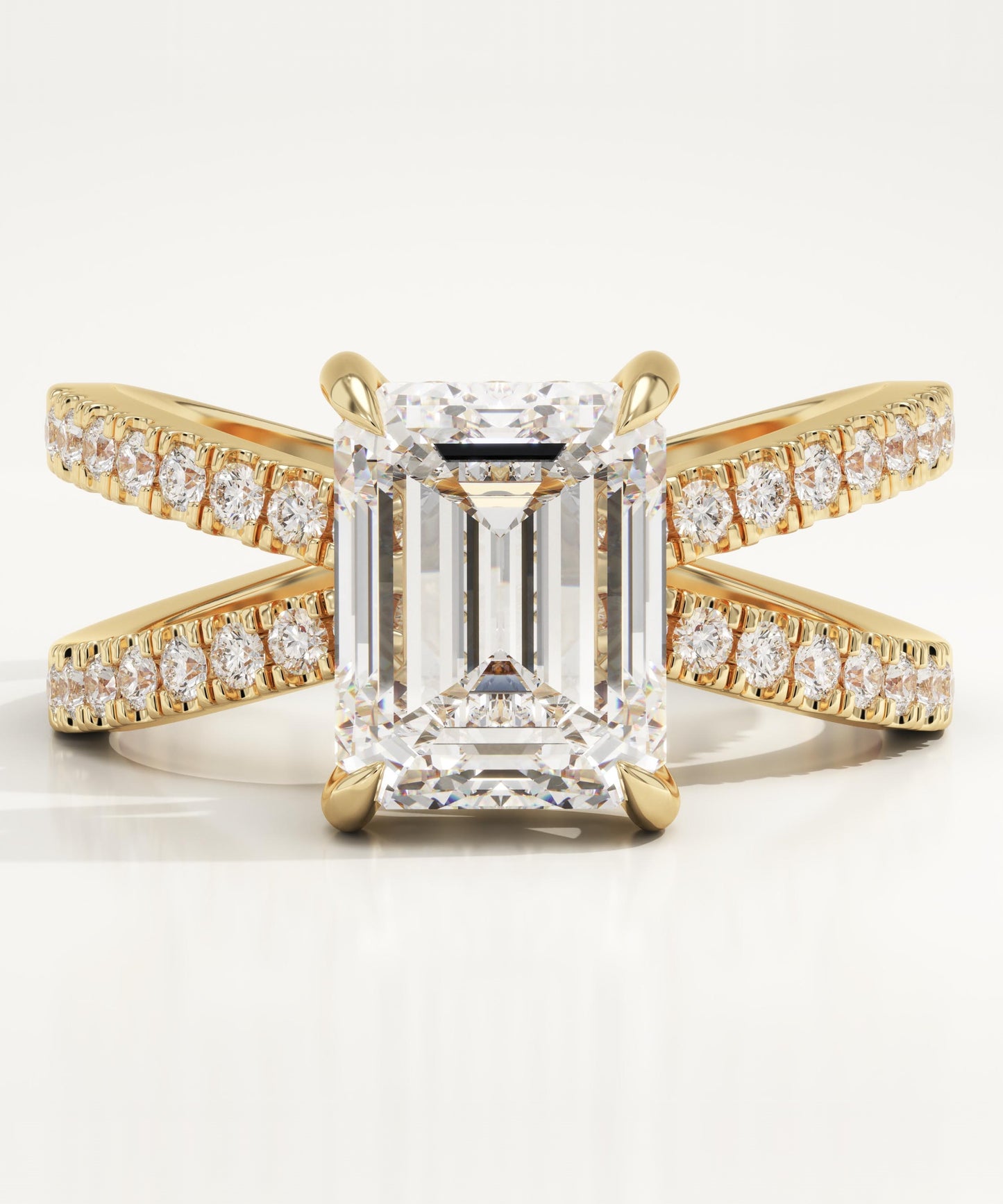 Emerald Hidden Halo & Criss Cross Pave Lab-Grown Diamond Engagement Ring