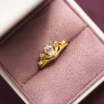 Pear Cut Art Deco Lab-Grown Diamond Engagement Ring
