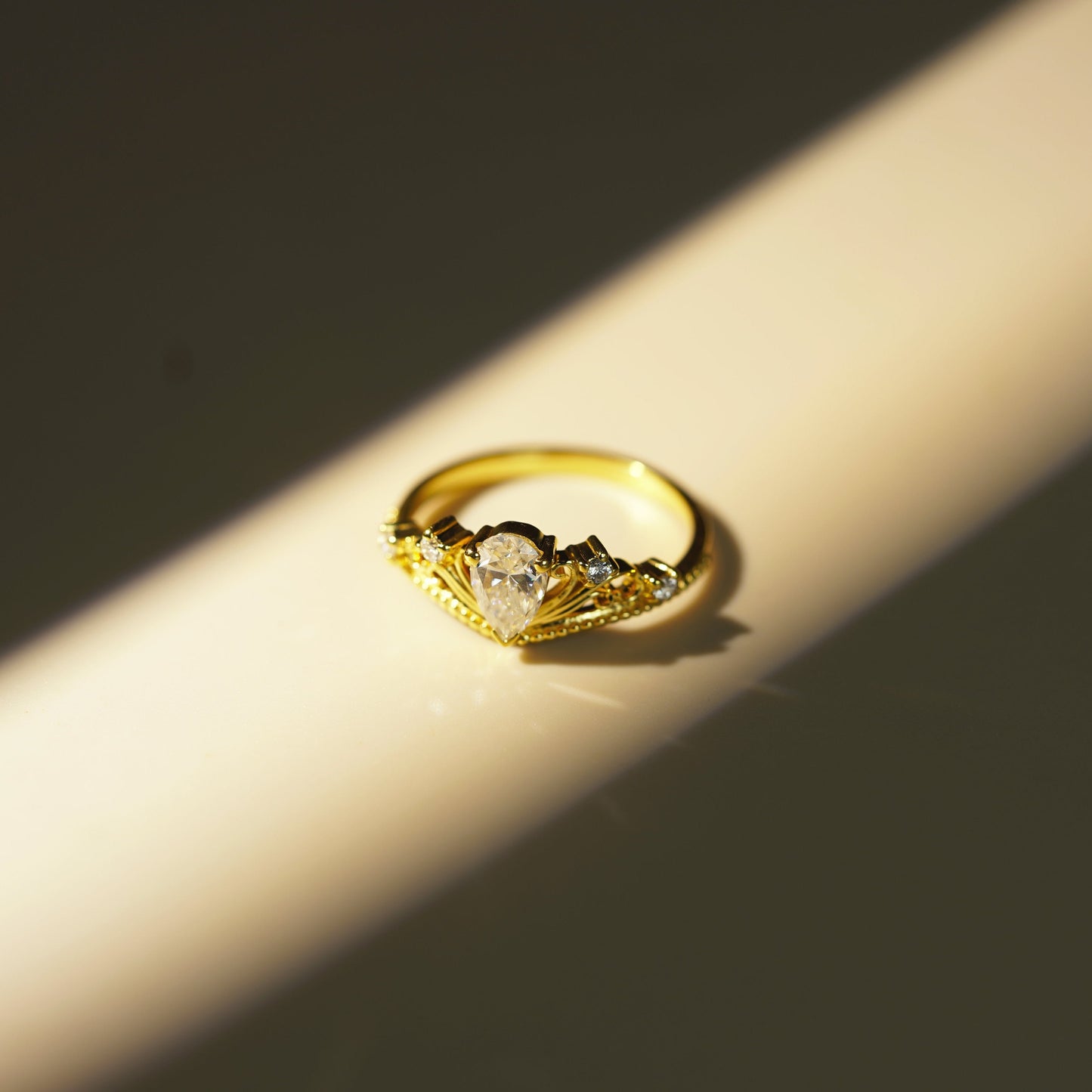 Pear Cut Art Deco Lab-Grown Diamond Engagement Ring