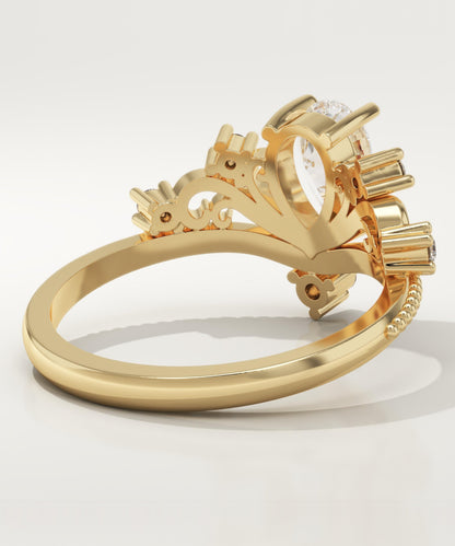 Pear Cut Art Deco Lab-Grown Diamond Engagement Ring
