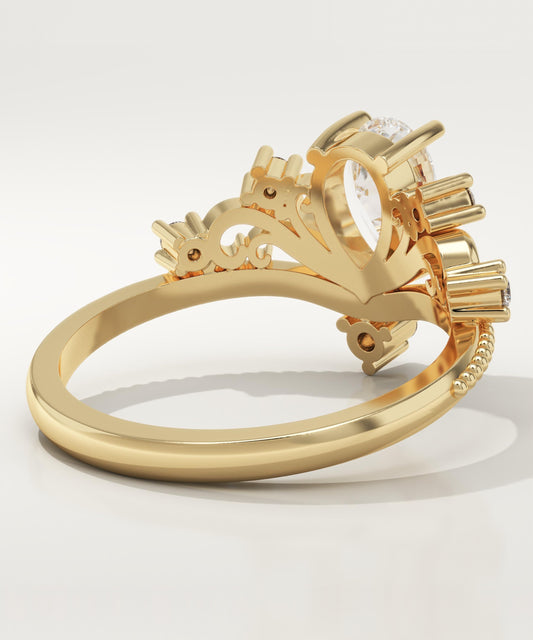 Pear Cut Art Deco Lab-Grown Diamond Engagement Ring
