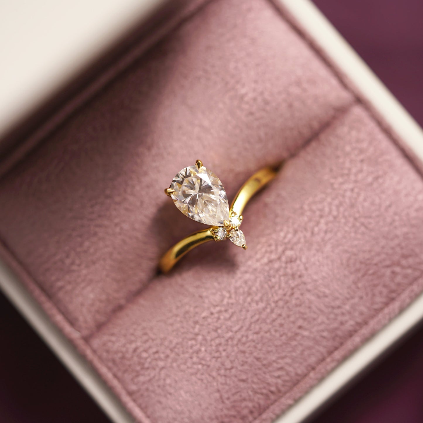 Pear Cut Curved Shank Lab-Grown Diamond Engagement Ring