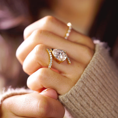 Pear Cut Twisted Pave Lab-Grown Diamond Engagement Ring