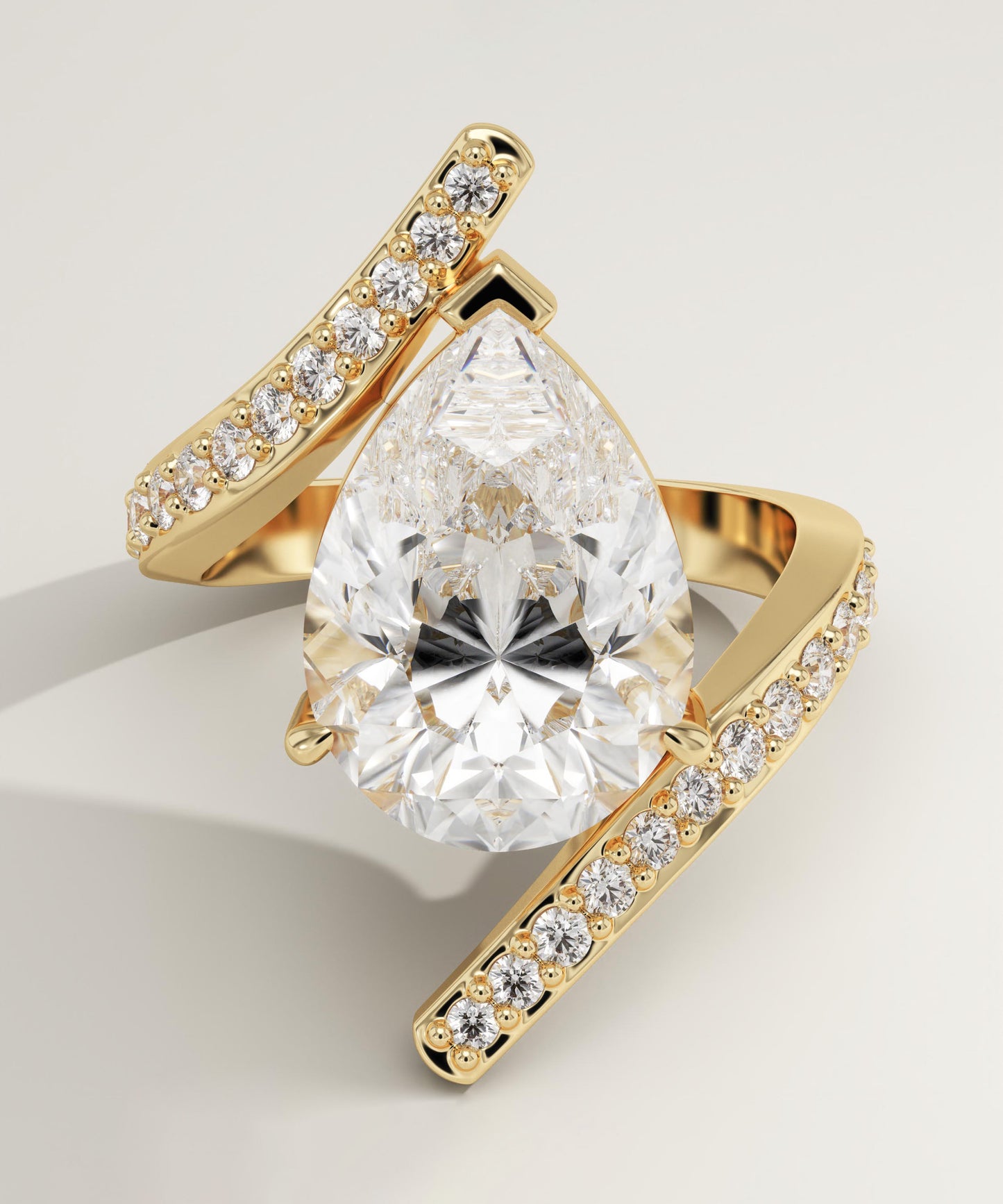 Pear Cut Twisted Pave Lab-Grown Diamond Engagement Ring