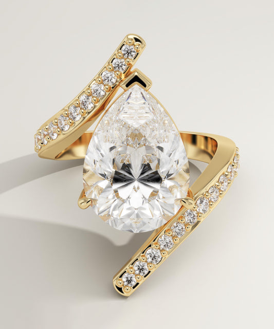 Pear Cut Twisted Pave Lab-Grown Diamond Engagement Ring