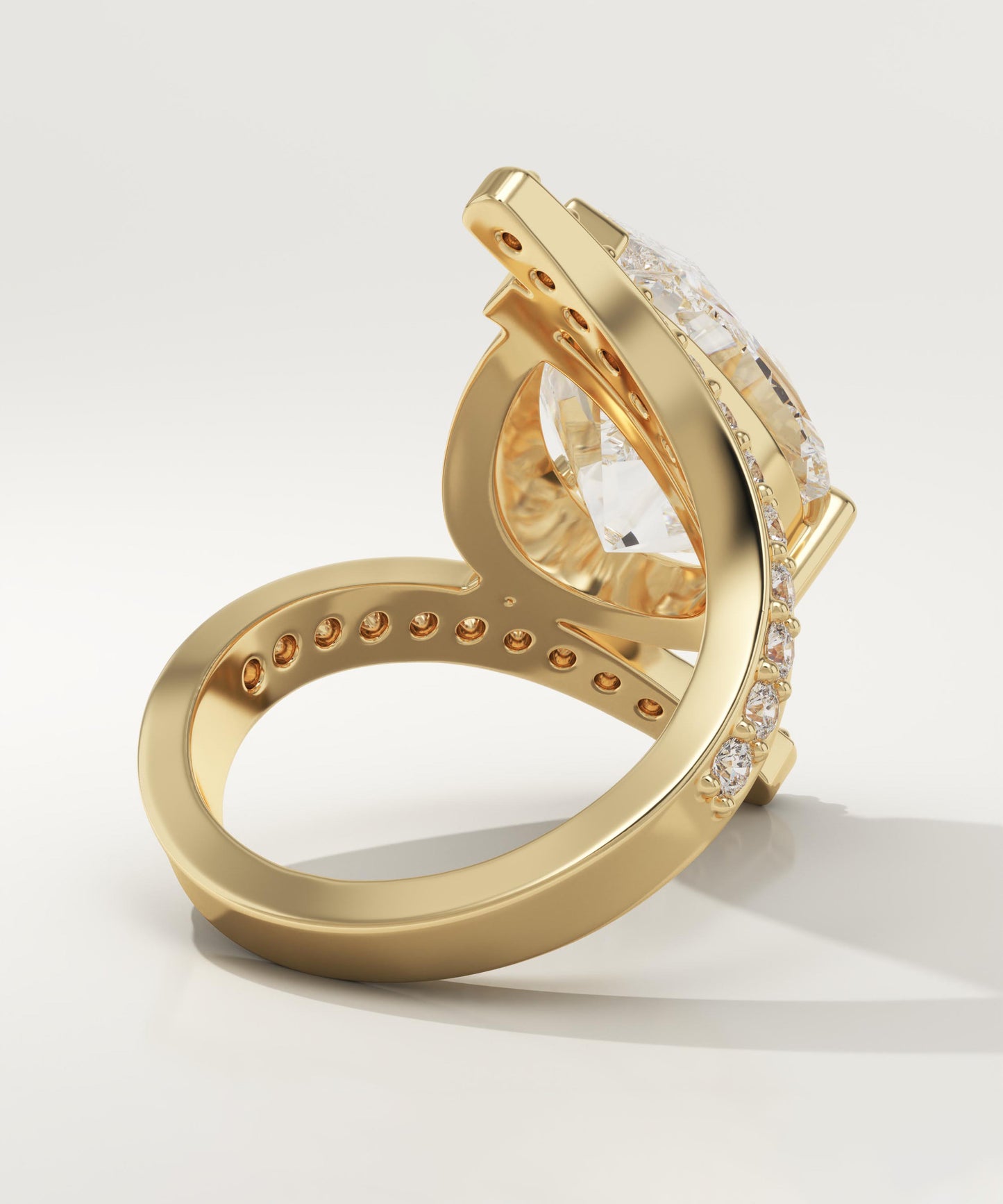 Pear Cut Twisted Pave Lab-Grown Diamond Engagement Ring
