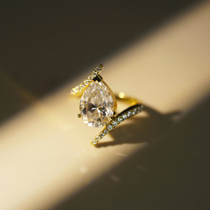 Pear Cut Twisted Pave Lab-Grown Diamond Engagement Ring