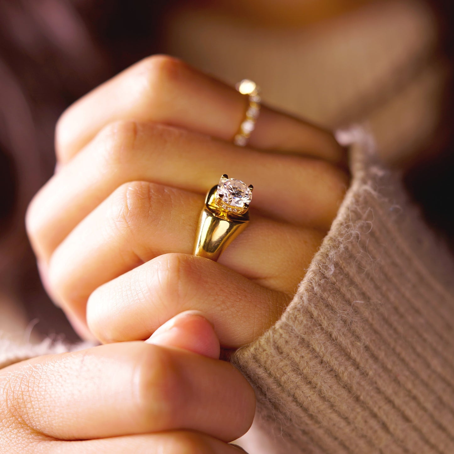 Round Cut Hidden Halo Lab-Grown Diamond Engagement Ring