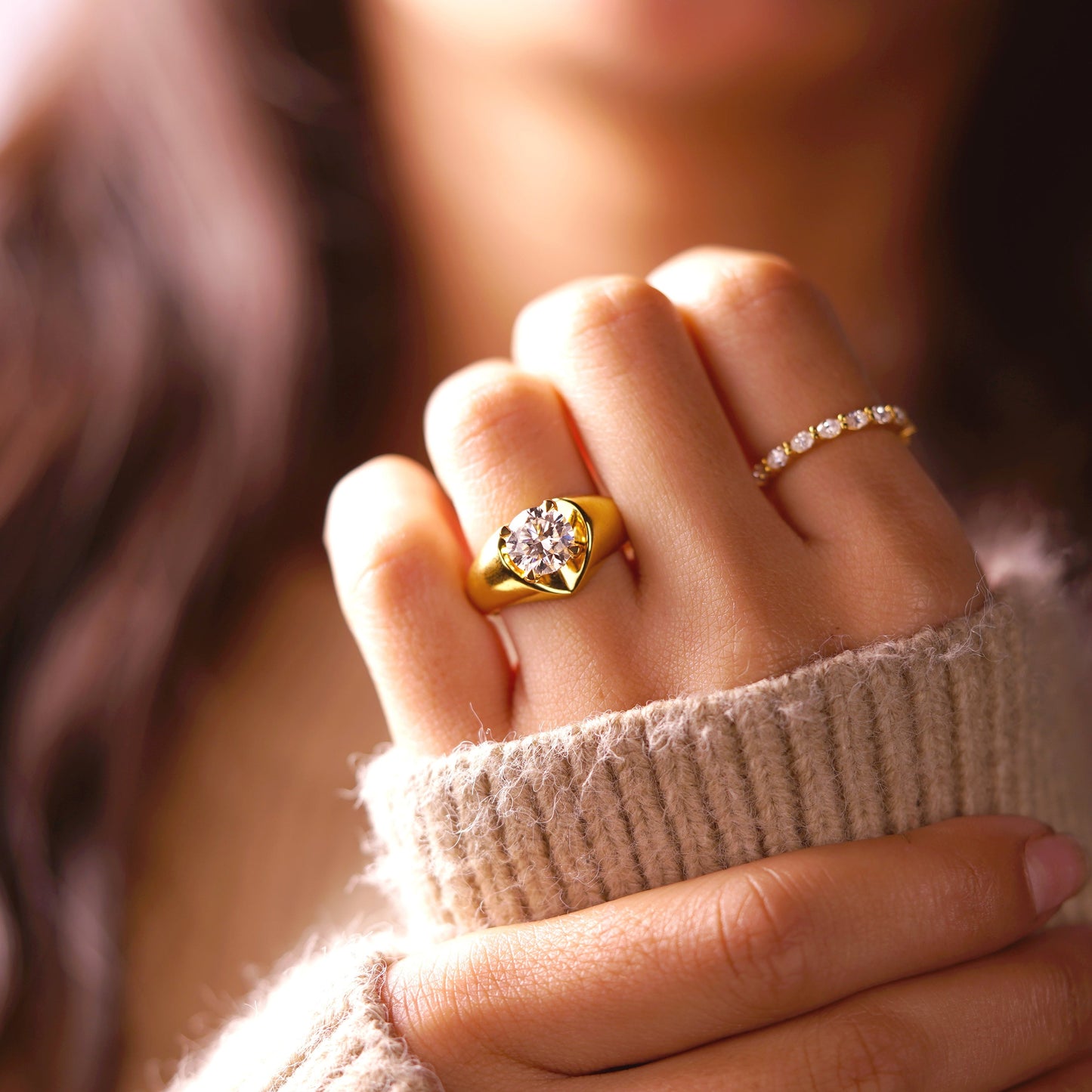 Round Cut Hidden Halo Lab-Grown Diamond Engagement Ring