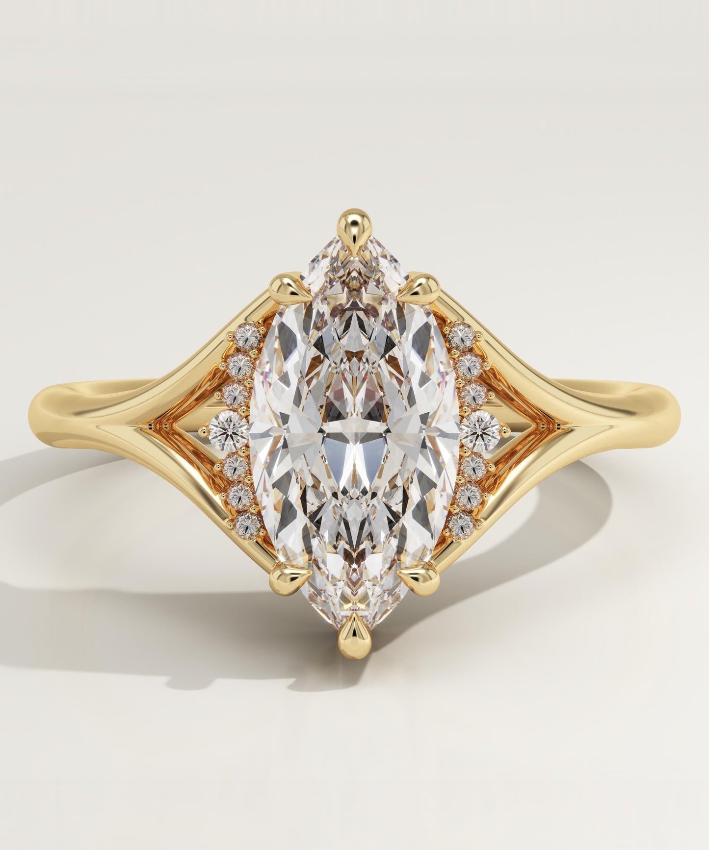 Marquise Cut Cluster Lab-Grown Diamond Engagement Ring