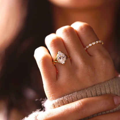 Marquise Cut Cluster Lab-Grown Diamond Engagement Ring