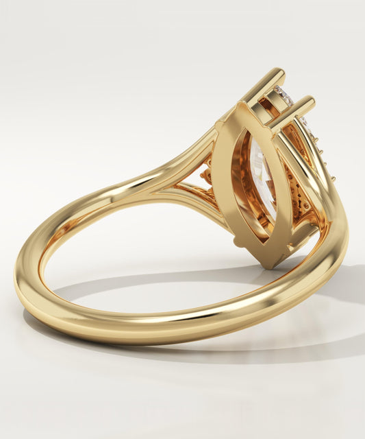 Marquise Cut Cluster Lab-Grown Diamond Engagement Ring