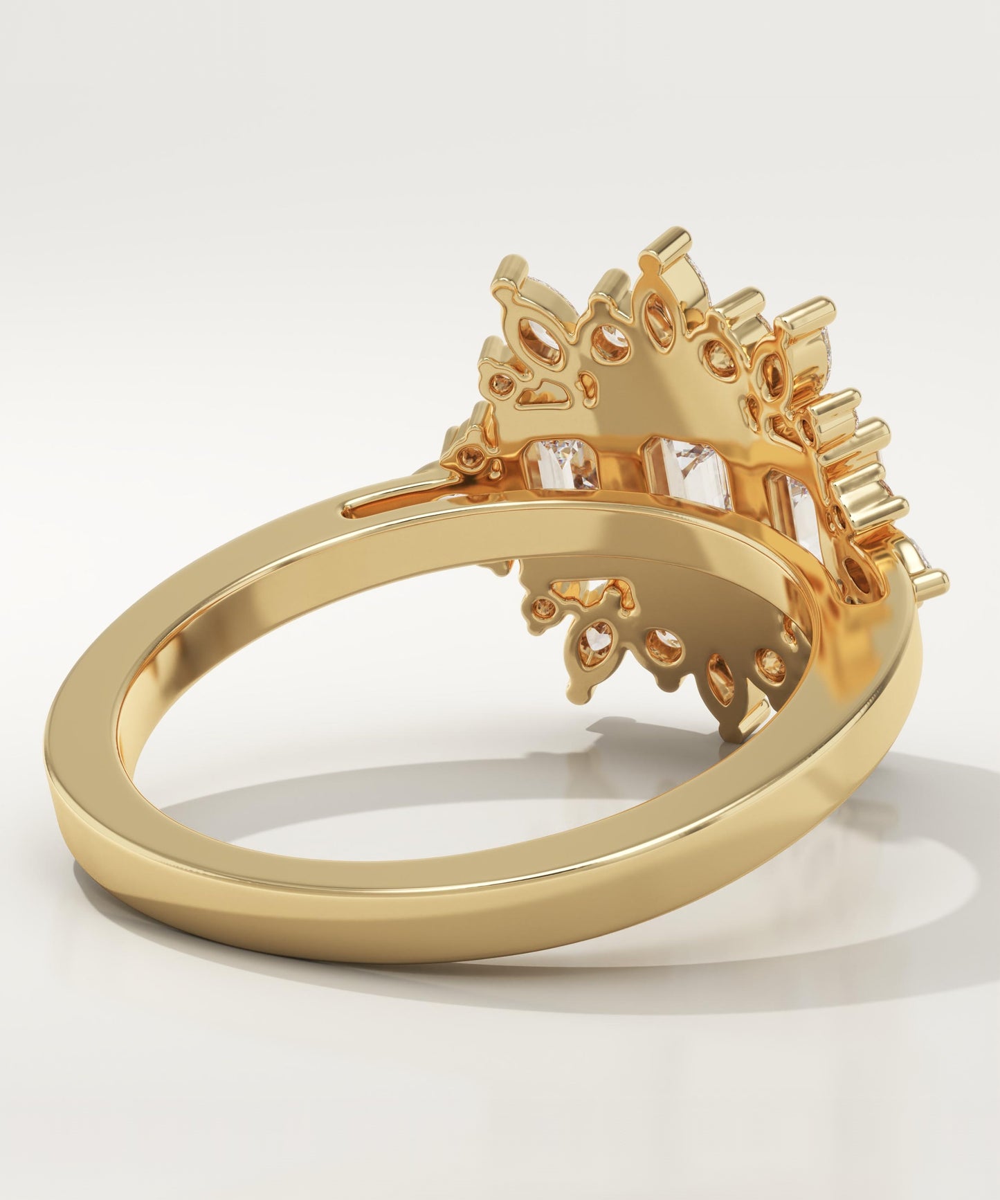 Emerald Cut Cluster Lab-Grown Diamond Engagement Ring
