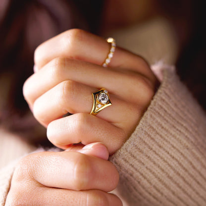 Round Cut Three Stone Lab-Grown Diamond Engagement Ring
