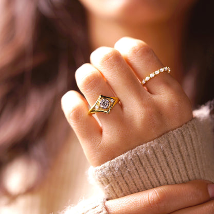 Round Cut Three Stone Lab-Grown Diamond Engagement Ring