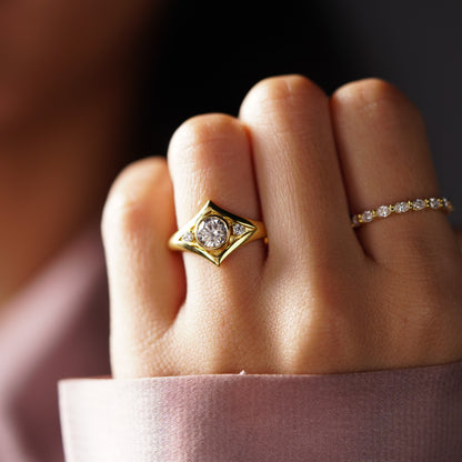 Round Cut Three Stone Lab-Grown Diamond Engagement Ring