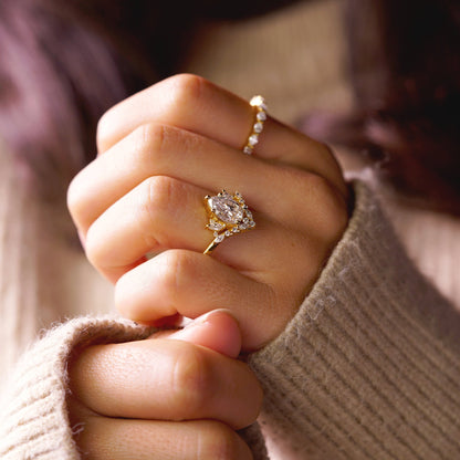 Pear Cut Cluster Lab-Grown Diamond Engagement Ring