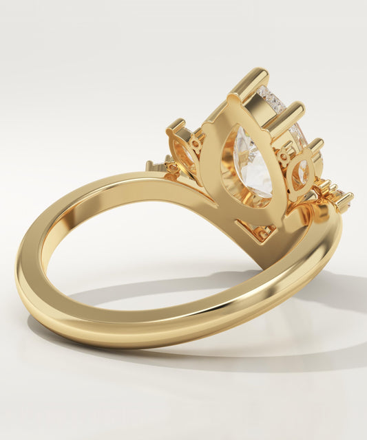 Pear Cut Cluster Lab-Grown Diamond Engagement Ring
