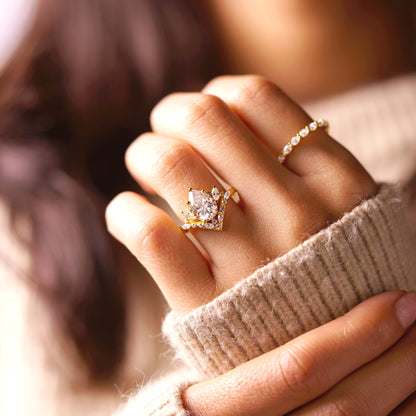 Pear Cut Cluster Lab-Grown Diamond Engagement Ring
