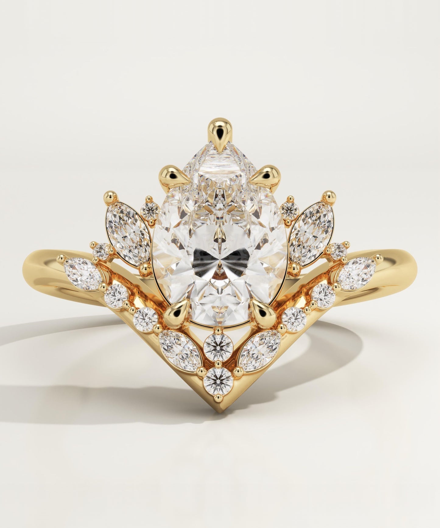 Pear Cut Cluster Lab-Grown Diamond Engagement Ring