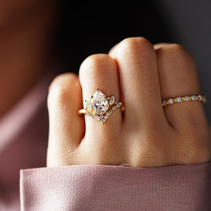 Pear Cut Cluster Lab-Grown Diamond Engagement Ring