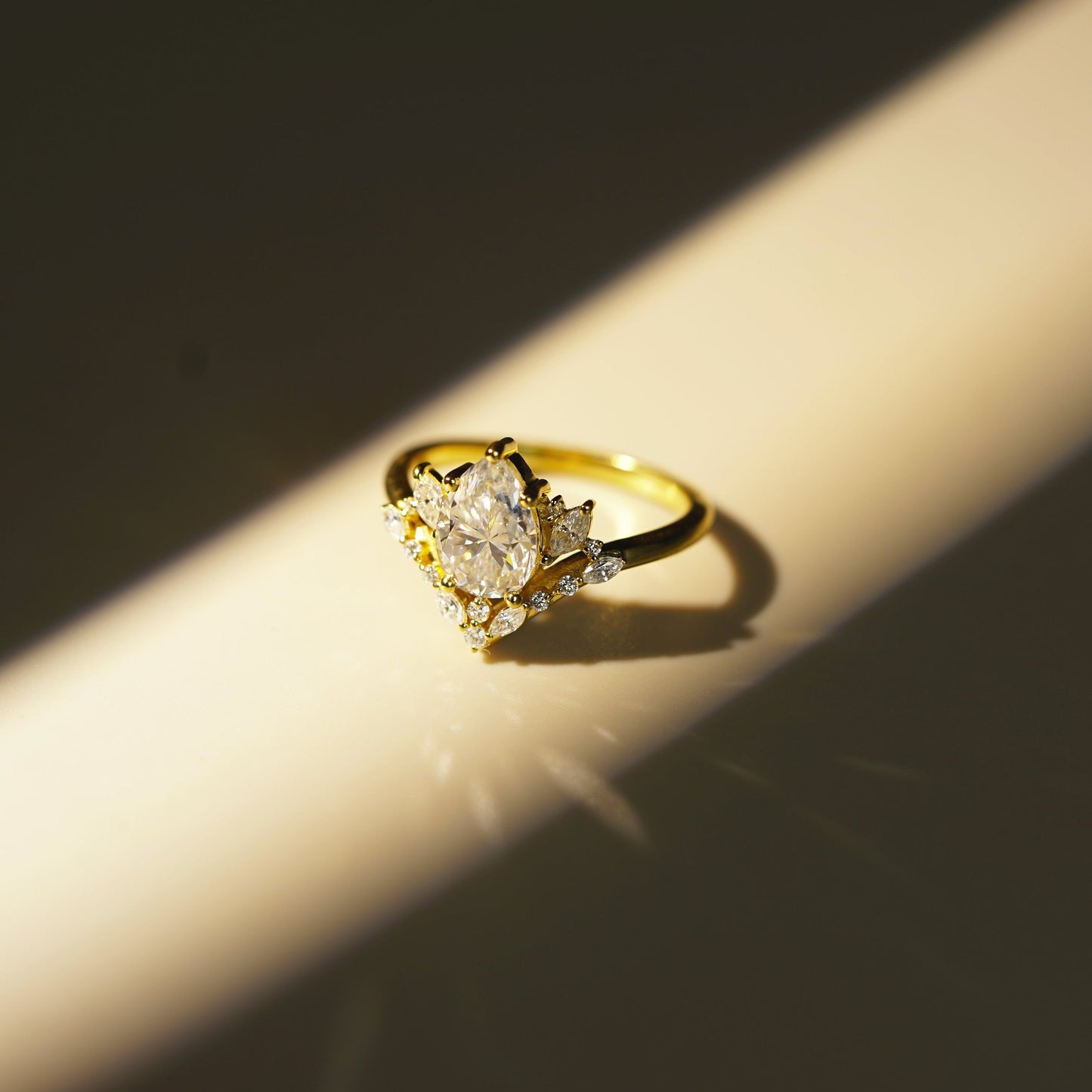 Pear Cut Cluster Lab-Grown Diamond Engagement Ring