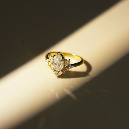 Pear Cut Cluster Lab-Grown Diamond Engagement Ring
