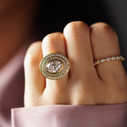 Oval Cut Double Halo Lab-Grown Diamond Engagement Ring
