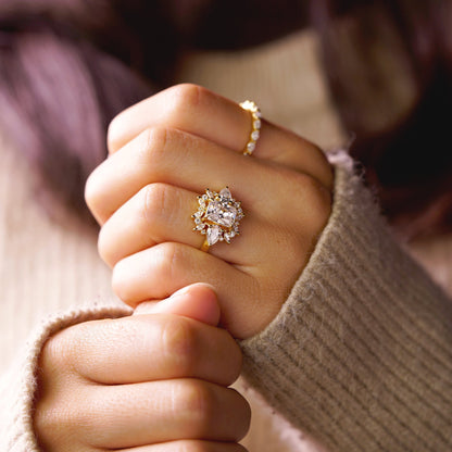 Radiant Cut Cluster Lab-Grown Diamond Engagement Ring