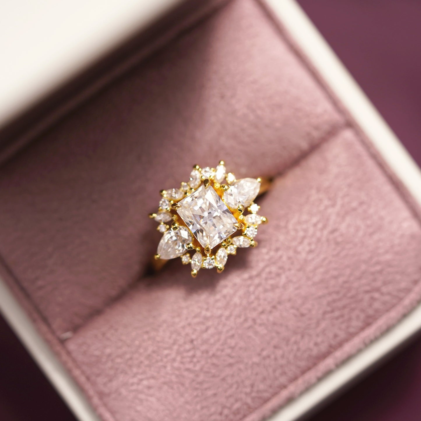 Radiant Cut Cluster Lab-Grown Diamond Engagement Ring