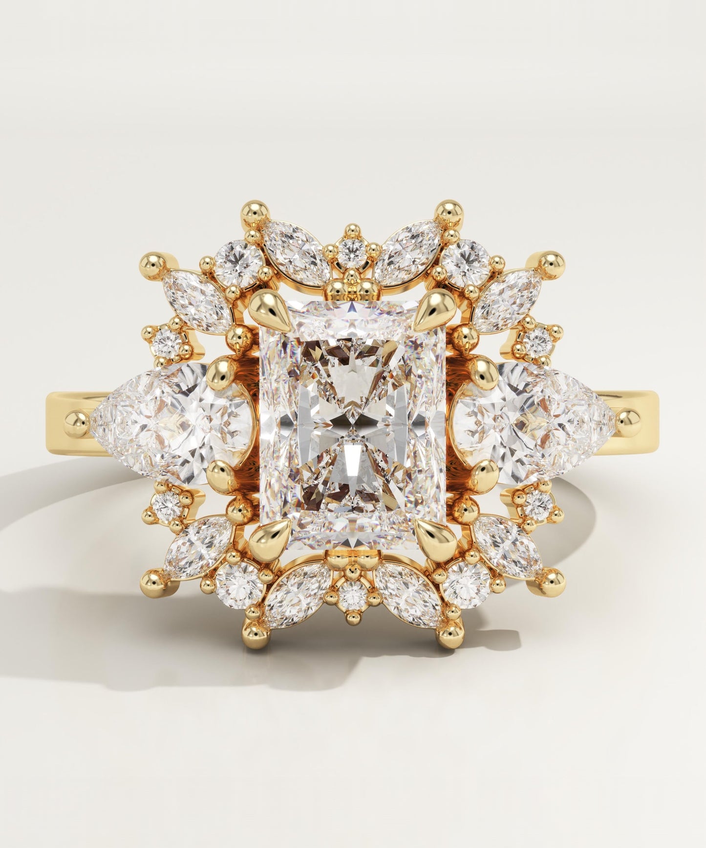Radiant Cut Cluster Lab-Grown Diamond Engagement Ring