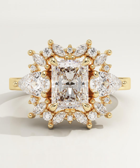 Radiant Cut Cluster Lab-Grown Diamond Engagement Ring