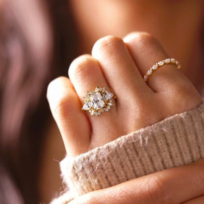 Radiant Cut Cluster Lab-Grown Diamond Engagement Ring