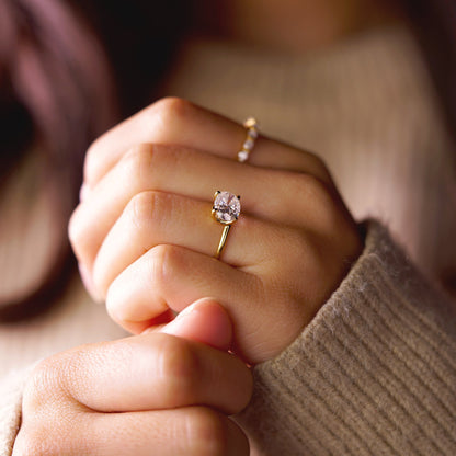 East-West Oval Cut Solitaire Lab-Grown Diamond Engagement Ring