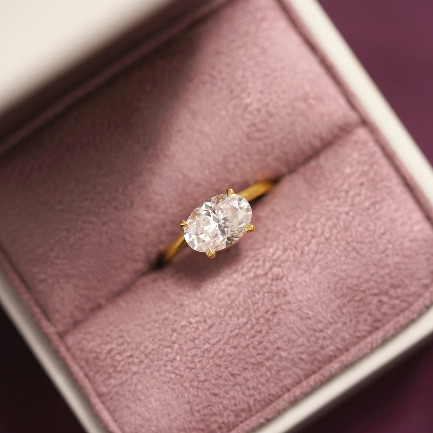 East-West Oval Cut Solitaire Lab-Grown Diamond Engagement Ring