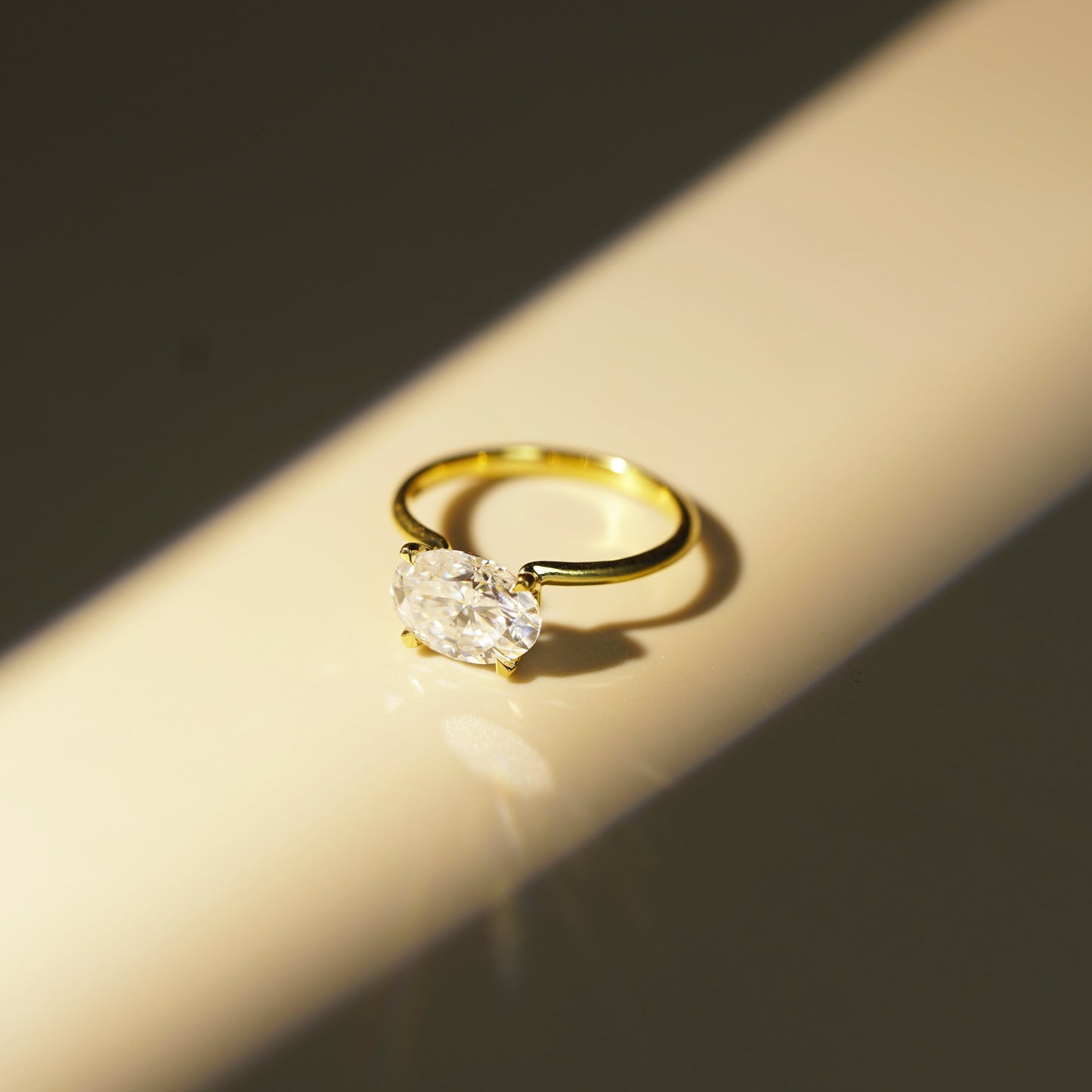 East-West Oval Cut Solitaire Lab-Grown Diamond Engagement Ring