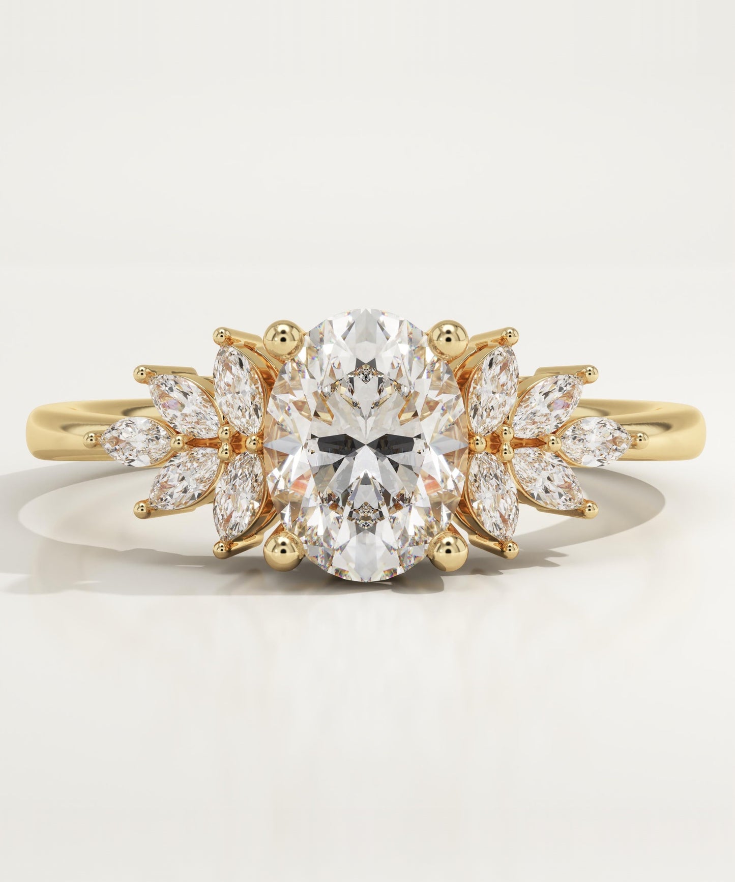 Oval Cut Cluster Lab-Grown Diamond Engagement Ring